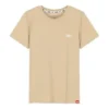 Athleisure Casual Desportivo Malha Gola Redonda Manga Curta Castanho