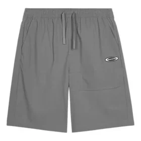 Calções desportivos retos com cordão na cintura média “Cinza”
