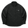 Camisa-casaco de veludo cotelê com botões simples “Preto Branco Castanho-claro”