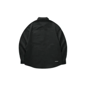 Camisa-casaco de veludo cotelê com botões simples “Preto Branco Castanho-claro”