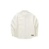Camisa-casaco de veludo cotelê com botões simples “Preto Branco Castanho-claro”