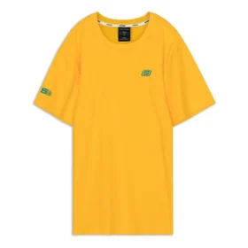 Camisa de manga curta em malha com estampado de letras Skechers para homem, amarela