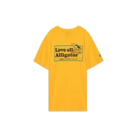 Camisa de manga curta em malha com estampado de letras Skechers para homem, amarela