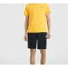 Camisa de manga curta em malha com estampado de letras Skechers para homem, amarela