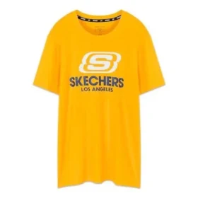 Camisa de manga curta Skechers com logótipo para homem, cor dourada