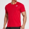 Camisa de treino e corrida Skechers Sport para homem, de malha, manga curta, vermelho-palhaço
