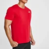 Camisa de treino e corrida Skechers Sport para homem, de malha, manga curta, vermelho-palhaço