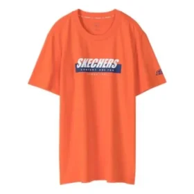 Camiseta de manga curta com estampa Skechers para homem, vermelha