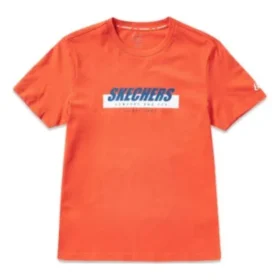 Camiseta de manga curta Skechers com estampa para homem em laranja e vermelho