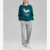 Camisola Casual com Estampado “Verde Branco”