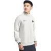 Camisola casual com gola redonda e meio fecho “Branco Preto”