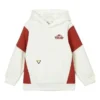Camisola com capuz com blocos de cor “Branco Vermelho”