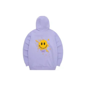 Camisola com capuz com letras impressas da série Casual Colorida “Roxo Amarelo”