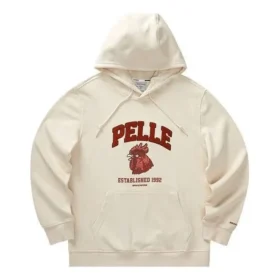 Camisola com capuz de manga comprida com letras impressas “Bege Vermelho”