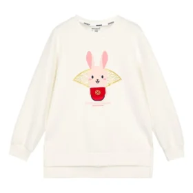 Camisola com gola redonda e estampado da Série CNY “Branco Vermelho”