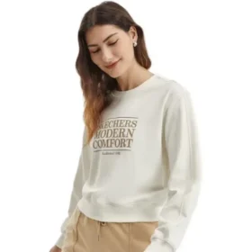 Camisola de gola redonda com letras impressas “Cinza Branco”