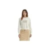 Camisola de gola redonda com letras impressas “Cinza Branco”