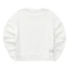 Camisola de gola redonda folgada de cor sólida “Branco”
