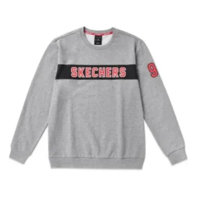 Camisola de malha com estampado Alphabet da Skechers para homem, cinzenta