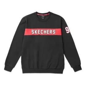 Camisola de malha com estampado de letras Skechers para homem, preta