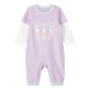 Camisola de malha com letras de desenhos animados “Roxo Branco Azul”