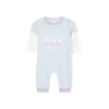 Camisola de malha com letras de desenhos animados “Roxo Branco Azul”