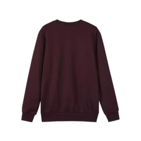 Camisola de malha de gola redonda de cor sólida “Borgonha Preto”