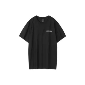 Camisola de malha estampada de manga curta estilo casal Preto