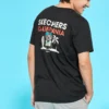 Camisola de malha estampada de manga curta estilo casal Preto