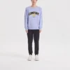 Camisola de manga comprida da marca da série casual colorida “Roxo Amarelo”