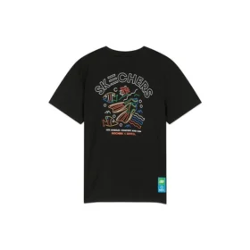 Camisola de manga curta com estampado em barril, preta Camisola de manga curta com estampado em barril, preta