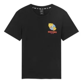 Camisola de manga curta respirável com padrão estampado, estilo para casal, preta Camisola de manga curta respirável com padrão estampado, estilo para casal, preta
