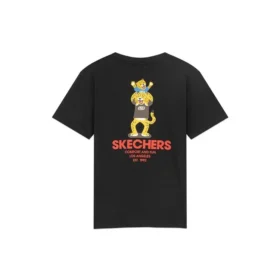 Camisola de manga curta respirável com padrão estampado, estilo para casal, preta Camisola de manga curta respirável com padrão estampado, estilo para casal, preta