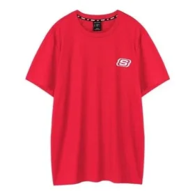 Camisola de manga curta Skechers Printing S Knit para homem, vermelho corrida Camisola de manga curta Skechers Printing S Knit para homem, vermelho corrida