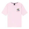 Camisola de manga curta unissexo rosa e vermelha com estampado respirável