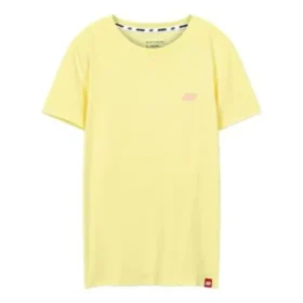Camisola desportiva casual de manga curta com estampado solto, amarela