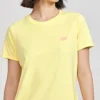 Camisola desportiva casual de manga curta com estampado solto, amarela