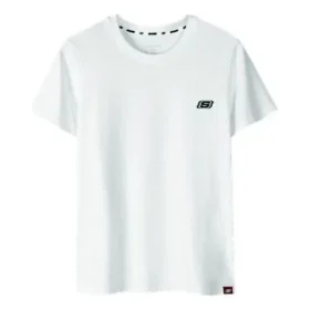 Camisola desportiva casual de manga curta com estampado solto, branca