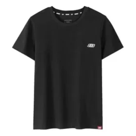 Camisola desportiva casual de manga curta com estampado solto, preta