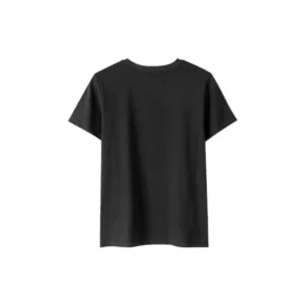 Camisola desportiva casual de manga curta com estampado solto, preta