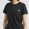 Camisola desportiva casual de manga curta com estampado solto, preta