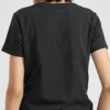Camisola desportiva casual de manga curta com estampado solto, preta