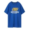 Camisola desportiva casual de manga curta Skechers para homem, azul