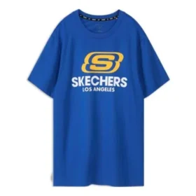 Camisola desportiva casual de manga curta Skechers para homem, azul