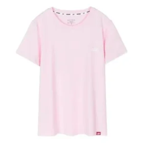 Camisola desportiva de gola redonda e manga curta rosa