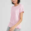 Camisola desportiva de gola redonda e manga curta rosa