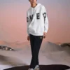Casaco com capuz casual com grafismo “Branco Preto”