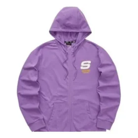 Casaco com capuz e fecho de correr da série casual colorida “Roxo Branco”