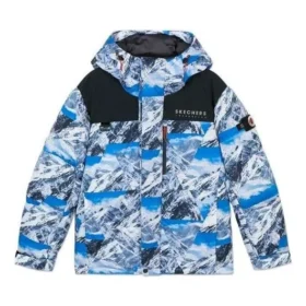 Casaco de penas com capuz “Azul Branco Preto”