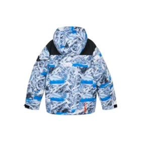 Casaco de penas com capuz “Azul Branco Preto”
